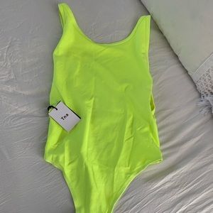 Aritzia lime green body suit with open back
